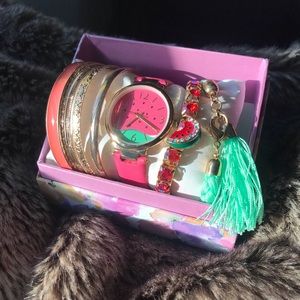 Watermelon theme watch & bracelets set